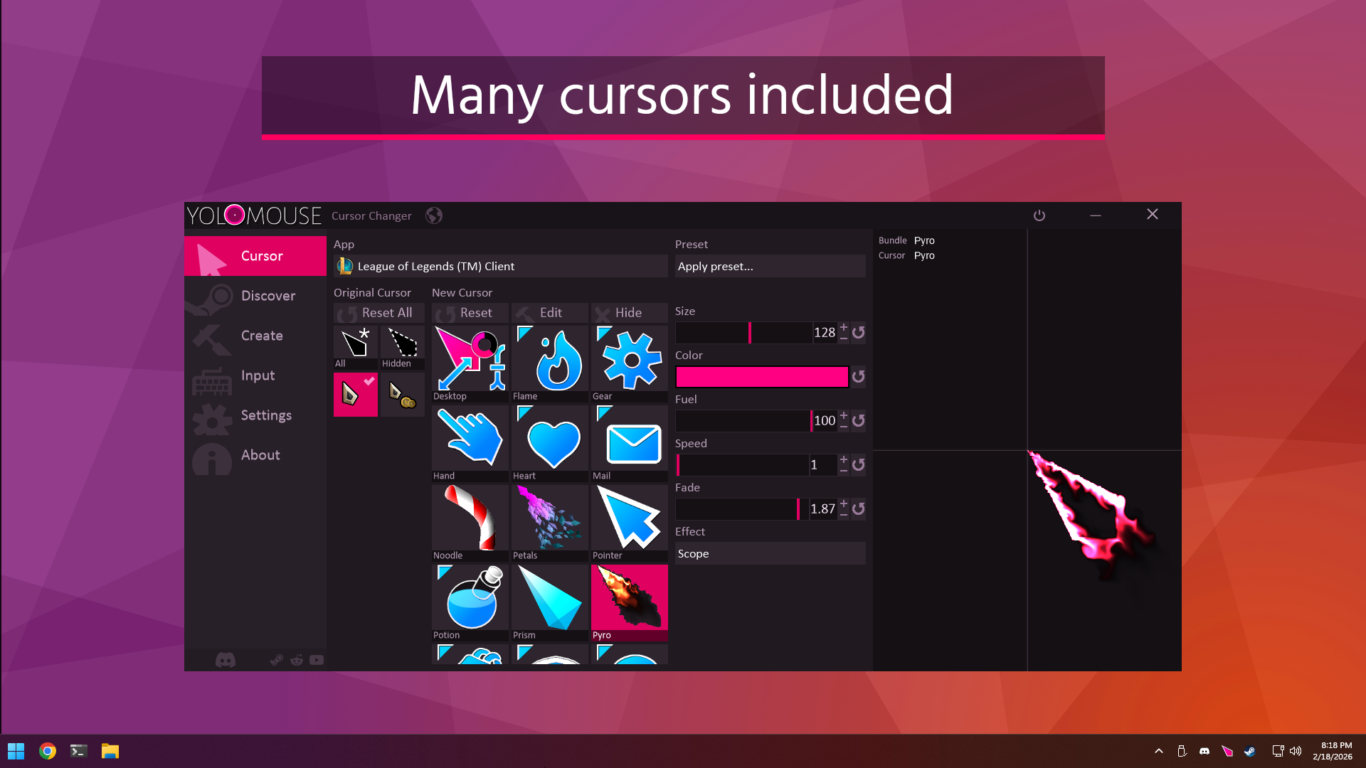 YoloMouse Cursor Collection Menu