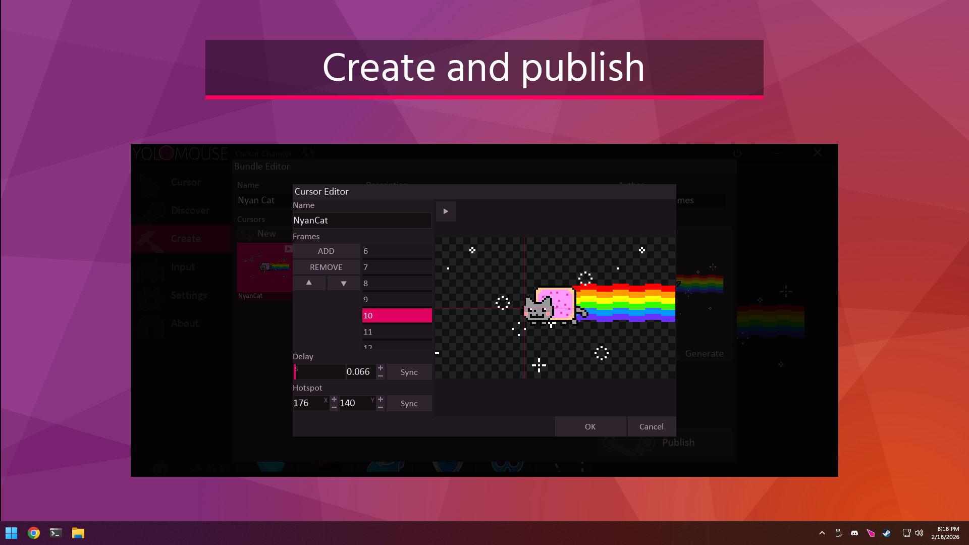 YoloMouse Cursor Create Menu